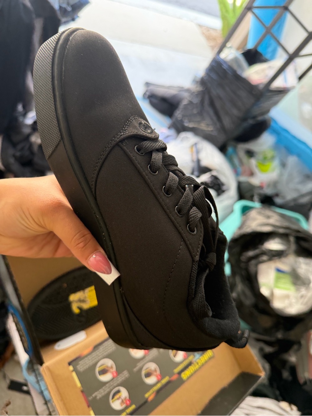 Kids Black Canvas Lace-Up Sneakers